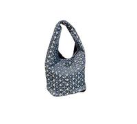 Borsa a secchiello con rivetti da donna, grande capacità, fibbia, morbida borsa a mano con paillettes, borsa a tracolla alla moda retrò americana for donna(DEEP BLUE)