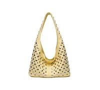 Borsa a secchiello con rivetti in metallo punk alla moda, borsa a tracolla in pelle scamosciata sottobraccio, borsa da moto alla moda autunno inverno, borsa da donna(Light yellow)