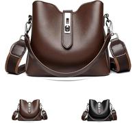 Borsa a secchiello da donna con tre tracolle, borsa a tracolla singola alla moda e casual, spallacci larghi regolabili e scomparto con cerniera