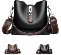 Borsa a secchiello da donna con tre tracolle, borsa a tracolla singola alla moda e casual, spallacci larghi regolabili e scomparto con cerniera