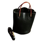 Borsa a secchiello da donna, in morbida pelle PU, stile vintage, elegante, spaziosa, leggera, design di lusso per l'uso quotidiano, Nero, 16×16×21cm