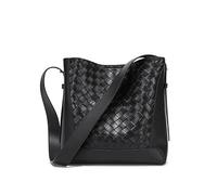 Borsa A Secchiello Di Grande Capacità Estiva Da Donna Borsa Tessuta Borsa Casual in Pelle,Nero