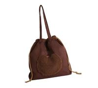 Borsa a secchiello in pelle scamosciata retrò con chiusura a coulisse borsa a tracolla alla moda sotto le ascelle borsa a tracolla per tutti i, Caffè, As the pic show