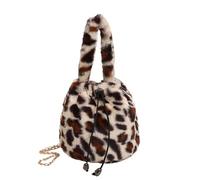 Borsa a secchiello in peluche a tracolla in for ascella con monospalla da donna autunno e inverno per Ragazze(Khaki)