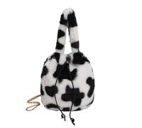 Borsa a secchiello in peluche a tracolla in for ascella con monospalla da donna autunno e inverno per Ragazze(White Polka dot)