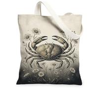 Borsa a secchiello in tela per donne, Natura Vintage Crisantemo Fiore Estate Beige Lavabile Riutilizzabile Piccole Borse Tote Ideas Fo, Beige, 13x15 Inch