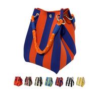 Borsa A Secchiello Lavorata Maglia Righe Boho Da Donna Piccola Spiaggia