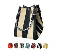 Borsa A Secchiello Lavorata Maglia Righe Boho Da Donna Piccola Spiaggia