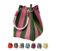 Borsa A Secchiello Lavorata Maglia Righe Boho Da Donna Piccola Spiaggia