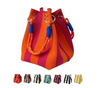 Borsa A Secchiello Lavorata Maglia Righe Boho Da Donna Piccola Spiaggia