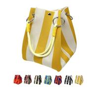 Borsa A Secchiello Lavorata Maglia Righe Boho Da Donna Piccola Spiaggia