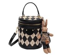 Borsa A Secchiello Per Le Donne - Piccola Spalla, Sacra A Tracolla Alla Moda | PU Materiale Borsa Con Coulisse Stile Per Ragazze, Borsa Di Uscita Casuale, Mini Accessorio Per L'Evento, nero + pendente