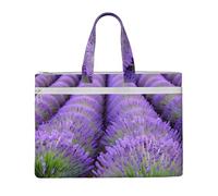 Borsa a secchiello unisex in tela con stampa romantica lavanda per documenti, per shopping, ufficio, viaggi, spiaggia