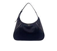 Pollini Borsa a spalla Hobo con manico con fibbia in metallo, logo in galvanica oro chiaro sul quadrante frontale e chiusura con zip. nero nero