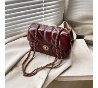 Borsa a spalla/a tracolla quadrata piccola rossa nuova per donna con catena, marca Nanfeng Chio2n Fancheng Red Maple GeometricoPoliuretano