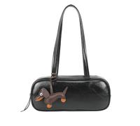 Borsa a Spalla Baguette per Donna Ornata con un Ciondolo a Forma di Cane