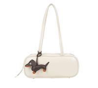 Borsa a Spalla Baguette per Donna Ornata con un Ciondolo a Forma di Cane