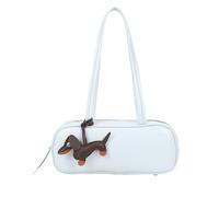 Borsa a Spalla Baguette per Donna Ornata con un Ciondolo a Forma di Cane