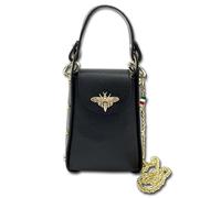 Borsa A Spalla Biene Donna In Vera Pelle Nera OTF813S