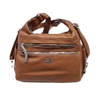 Borsa a Spalla Convertibile in Zaino Donna Sacca Spallaccia Morbida Ecopelle Multitasche Tracolla Regolabile Dimensioni: 32 X 28 X 10 cm. ART. 2865 Marchio Coveri (MARRONE)