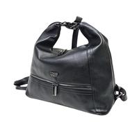 Borsa a Spalla Convertibile in Zaino Donna Sacca Spallaccia Morbida Ecopelle Multitasche Tracolla Regolabile Dimensioni: 35 X 25 X 15 cm. ART. 4609 Colore Nero Marchio Coveri