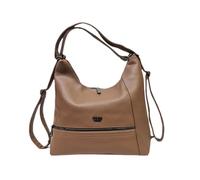 Borsa a Spalla Convertibile in Zaino Donna Sacca Spallaccia Morbida Ecopelle Multitasche Tracolla Regolabile Dimensioni: 35 X 25 X 15 cm. ART. 4609. Marchio Coveri (BEIGE/KHAKI)