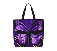 Borsa A Spalla Cute Purple Butterfly Print Borsa A Mano Resistente Grande Shopper Bag Per Donna Viaggi Lavoro