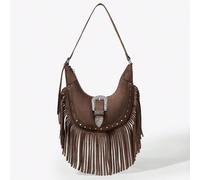 Borsa a spalla da donna, borsa hobo, alla moda, personalizzata, semplice, versatile, da strada, dolce e cool, ragazze, ragazze alla moda, stile Y2K, vintage, borchie, vintage, nappe, stampa mucca, sti