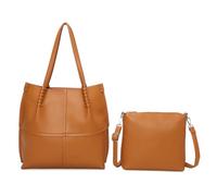 Borsa a Spalla da Donna con Pochette a Tracolla Rimovibile - Shopper Capiente in Pelle PU con Chiusura a Zip - Tote Bag Elegante 2 in 1 per Uso Quotidiano, Lavoro, Università e Viaggio (Marrone)