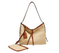 Borsa a spalla donna in paglia, grande capacità, bagaglio da spiaggia elegante con manico superiore fatto a mano, tracolla per vacanze, viaggio e uso quotidiano