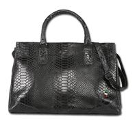 Borsa A Spalla Donna In Vera Pelle Firenze Nera Con Stampa A Serpente OTF172S1