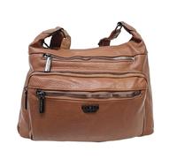 Borsa a Spalla Donna Sacca Spallaccia Morbida Ecopelle Multitasche Tracolla Regolabile Dimensioni: 32 X 26 X 12 cm. ART. 2841 Marchio Coveri (MARRONE)