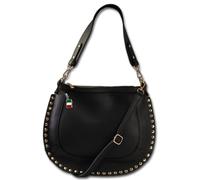 Borsa A Spalla Donna Sella Borchie In Vera Pelle Nera OTM105S