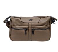 Borsa a Spalla Donna Spallaccia Morbida Ecopelle Multitasche Tracolla/Manico corto e Tracolla lunga Regolabile Entrambi Removibili Dimensioni: 31 X 19 X 10 cm. ART. 2872 Marchio Coveri (TAUPE)