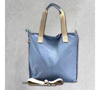 Borsa A Spalla In Vera Pelle Firenze Blu Chiaro Shopper OTF161H