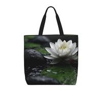 Borsa A Spalla Lotus And Black Zen Stones Elegante Borsa Sportiva Resistente Borse Tote Donna Per Scuola Viaggi All'Aperto