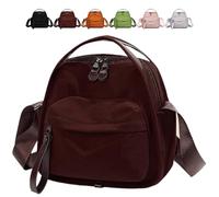 Borsa a spalla Oxford da donna, grande capacità, morbida, leggera, alla moda, tinta unita, marrone