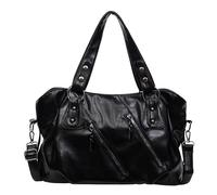 Borsa a spalla per donna, tracolla capiente, tote bag ideale per brevi viaggi-Black