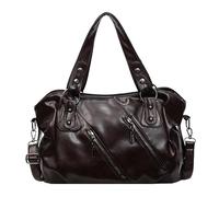 Borsa a spalla per donna, tracolla capiente, tote bag ideale per brevi viaggi-Coffee