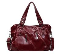 Borsa a spalla per donna, tracolla capiente, tote bag ideale per brevi viaggi-Red