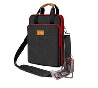 Borsa a Spalla per Laptop ZINZ 12,3"-13" Custodia, Borsa a Mano Espandibile con Scomparto Oggetti di Valore Compatibile con MacBook Air/Pro 13", iPad, Resistente all'acqua & Antishock -Bordo nero-vino