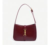 Borsa a spalla/sotto il braccio a forma di pane/focaccina in pelle sintetica rossa vintage minimalista con decorazione a bottone, adatta per lavoro, pendolarismo, appuntamenti, feste Tagli UnicaColora