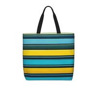 Borsa A Spalla Yellow And Blue Stripes Print Borsa Spesa Pieghevole Grande Sacchetto Della Spesa Per Picnic Ufficio Viaggi