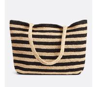 Borsa a sporta in rafia bicolore Nero TU