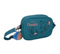 Borsa a Tracolla 20 x 15 x 6 cm mini borsa donna bambina con tracolla regolabile e removibile tasca interna stampa fashion DIsney e pon pon decorativo (Bambi)