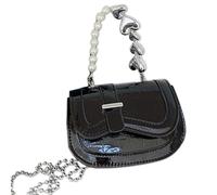 Borsa a tracolla 2023 Borsa a tracolla in PU moda per donna ragazza catena con manico in perla cosmetica versatile cellulare spalla singola, Nero , One Size