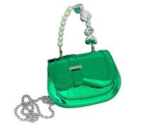 Borsa a tracolla 2023 Borsa a tracolla in PU moda per donna ragazza catena con manico in perla cosmetica versatile cellulare spalla singola, Verde, One Size