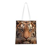 Borsa a tracolla 3D con testa di tigre da donna, borsa a tracolla in tela con tasche, borsa per la spesa riutilizzabile