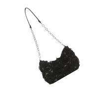 Borsa a tracolla a catena con motivo in pizzo alla moda borsa in PU per donna casual quotidiano o ballo di fine anno evento moderno usura E, nero