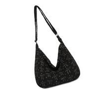 Borsa a tracolla a coste permanenti sottile francese Blossomy Plan Spaziosa borsa a tracolla per studenti per uso quotidiano, nero